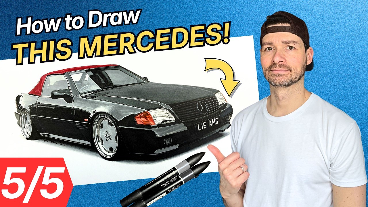 How To Draw A Mercedes R129 Part 5