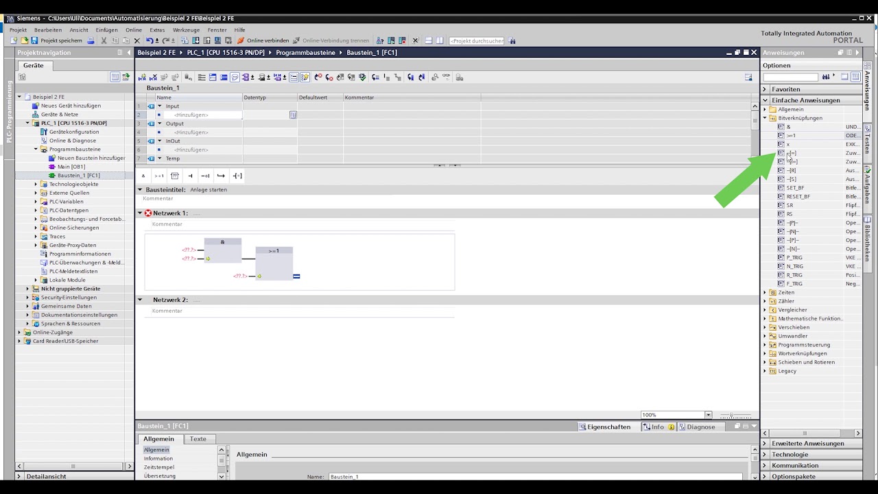 SPS-Tutorial ::: Bitverkn&uuml;pfungen im TIA-Portal :: Beispiel 2 aus 