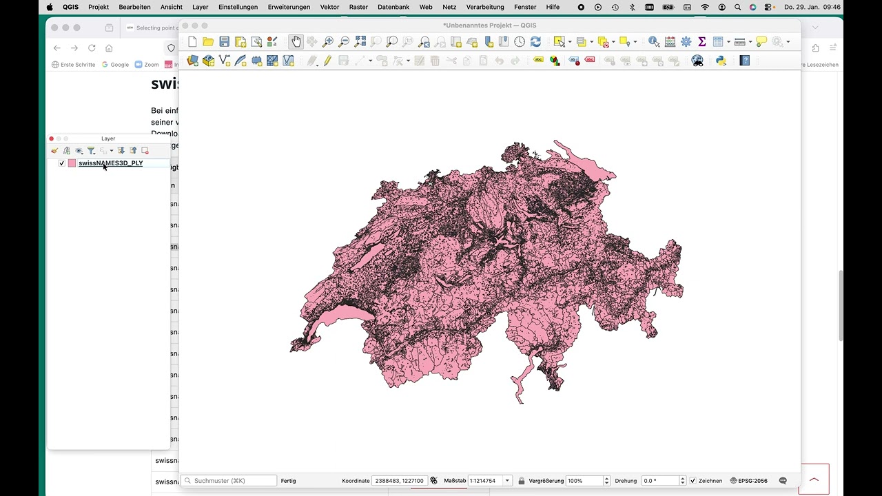 swissNAMES3D-Datenimport im Format GeoJSON in nodegoat (via QGIS)