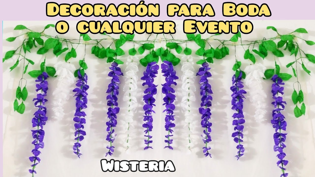 Wisteria o Glicina hecha con papel crepé🌷Flores colgantes, Hanging/Decora tu Boda💍o espacio