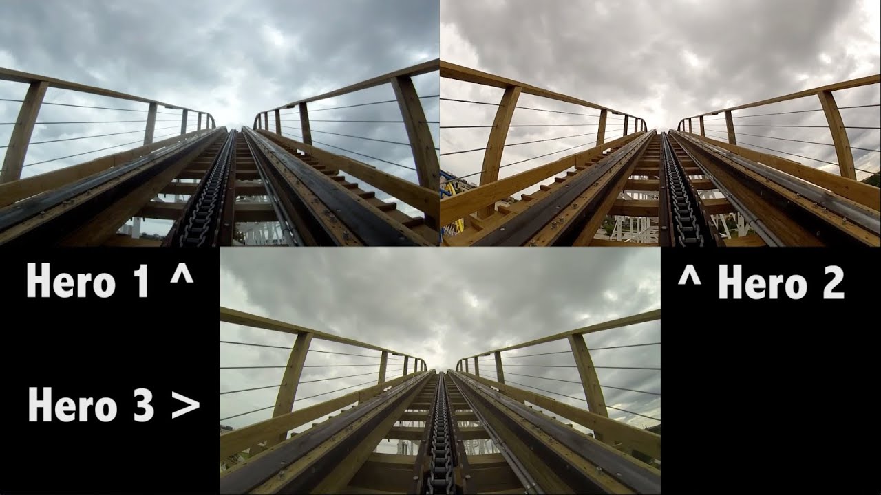 GoPro Hero 1, 2, and 3 Side-by-Side Comparison - Roller Coaster POV