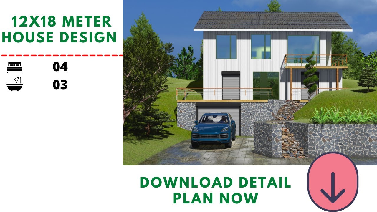 4 Bedroom Modern Contemporary Modern House Plan (12x18 METER)