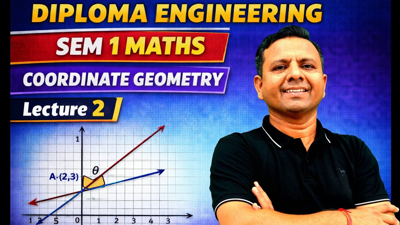 DIPLOMA SEM 1 MATHEMATICS | LECTURE 2 COORDINATE GEOMETRY | YAM BHUMITI | યામ ભૂમિતિ | GTU DIPLOMA