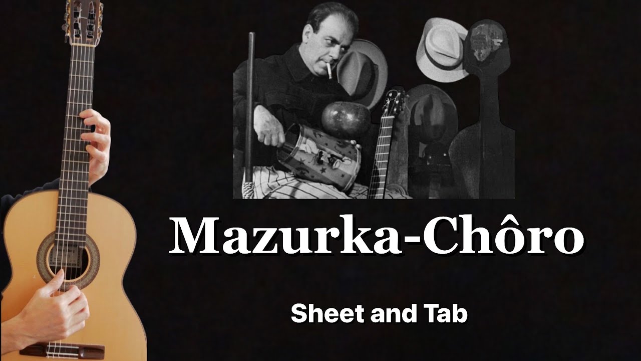 Mazurka-Chôro (H. Villa-Lobos), Guitar lesson, sheet and Tab