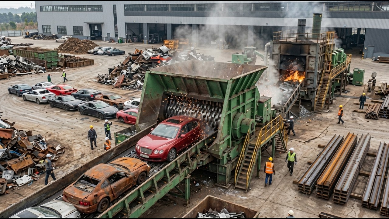 Inside the Recycling Factory – How Millions of Old Cars Turn Into Steel Pipes 🔥🏭