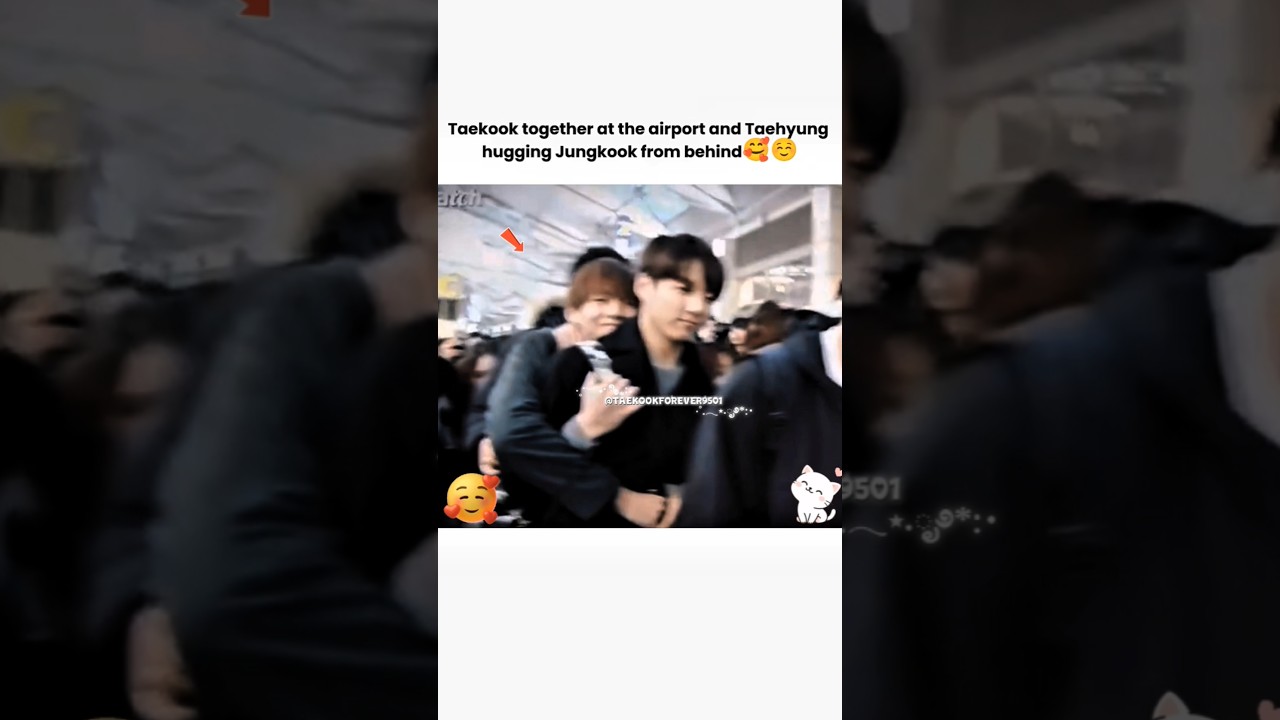 Taekook together at the airport and Taehyung hugging Jungkook from behind🥰☺️#shorts #taekook
