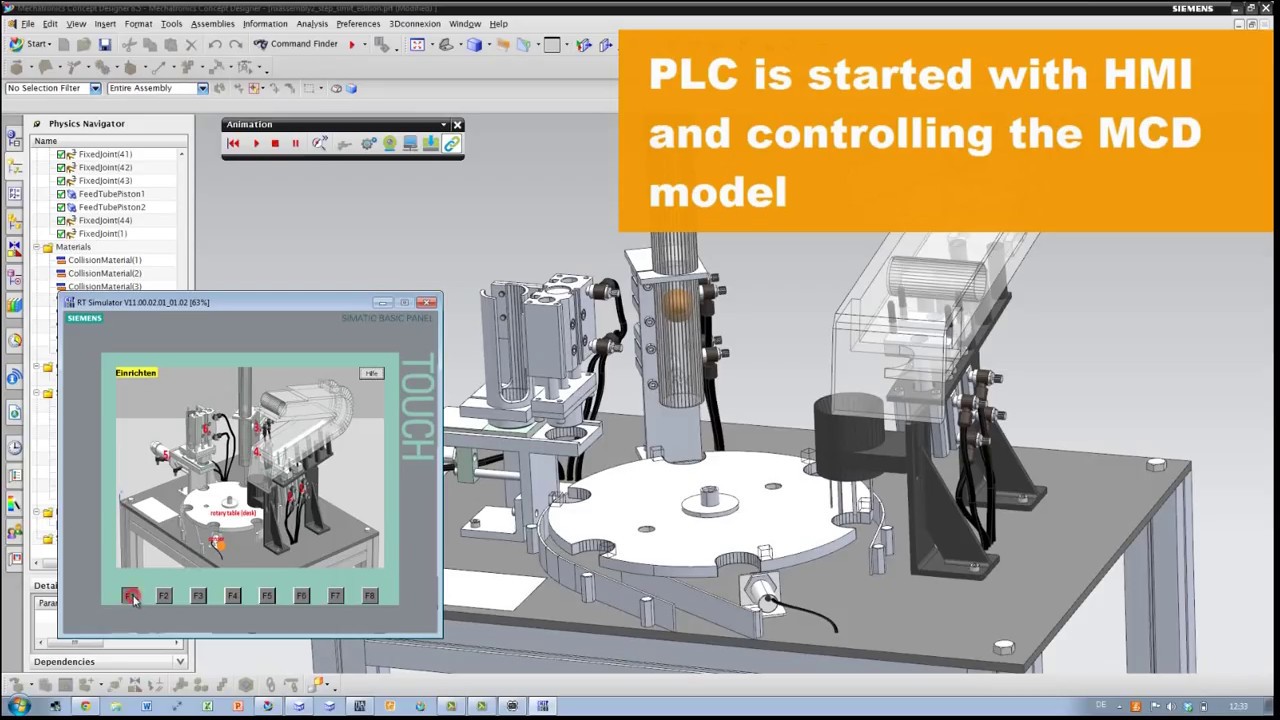 Virtual Commissioning with NX Mechatronics Concept Designer PLCConnect and Simit