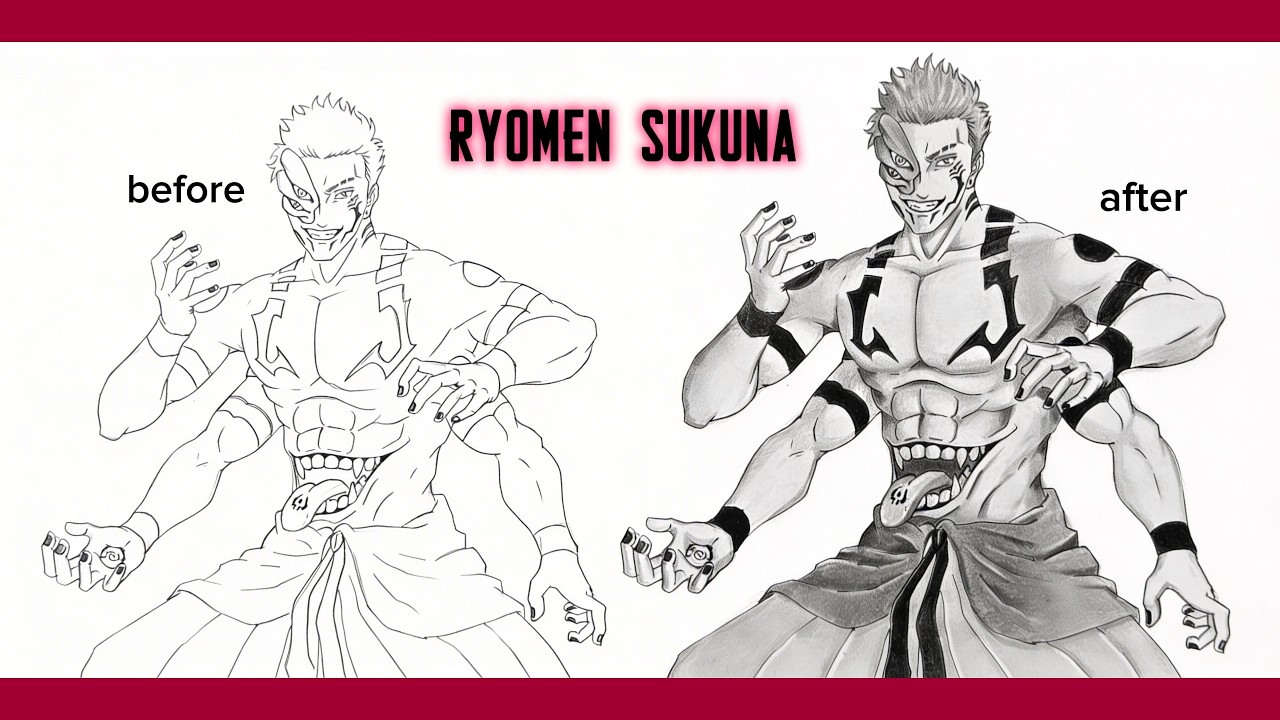 How to draw Ryomen sukuna from jjk series #sukuna #ryomensukuna #jjk #jujutsukaisen