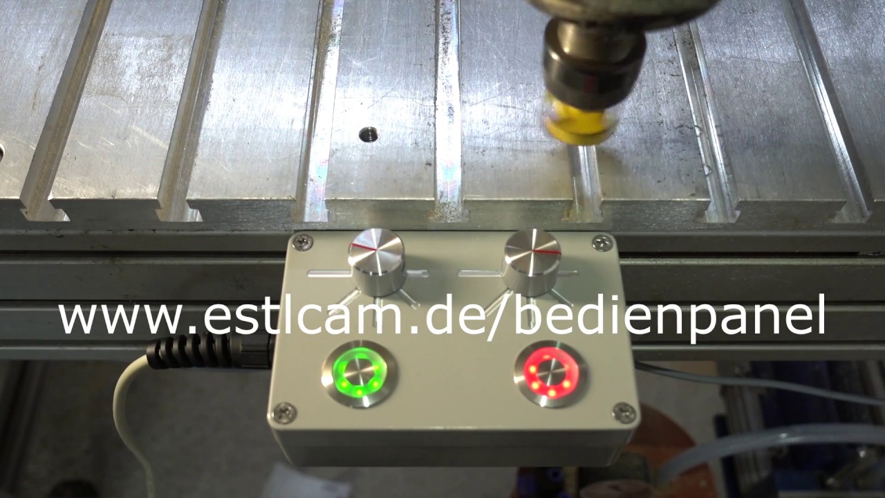 Estlcam 11 Bedienpanel mit Vorschub- und Drehzahlkontrolle