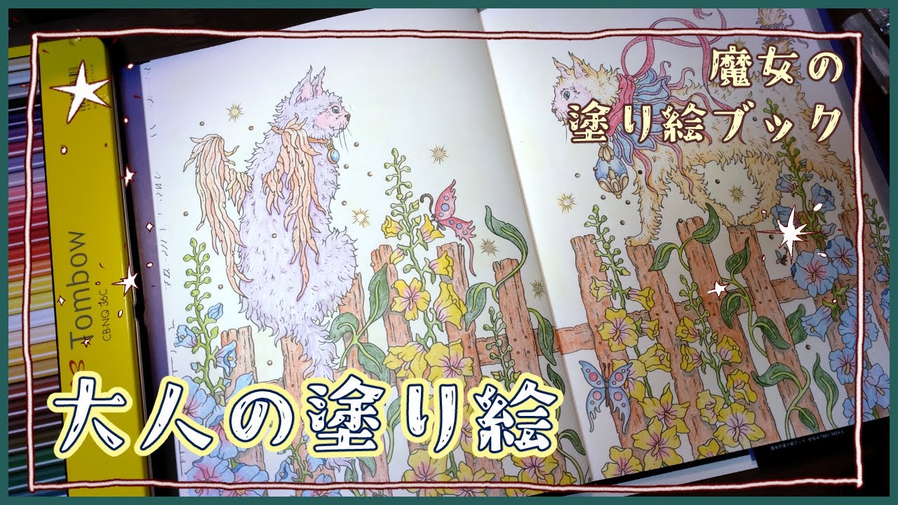 【大人の塗り絵】トンボの色鉛筆で塗る | 魔女の塗り絵ブック #02【ハンナ・カールゾン】