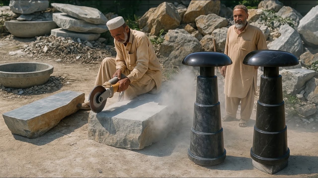Incredible Craftsman Turning Stone Into Light Lamp 