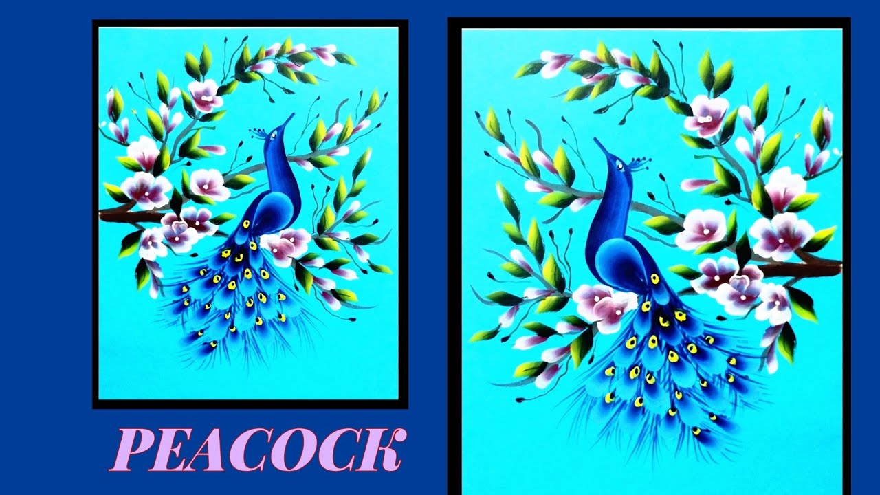 Peacock painting / acrylic painting for beginners / step by step peacock painting tutorial