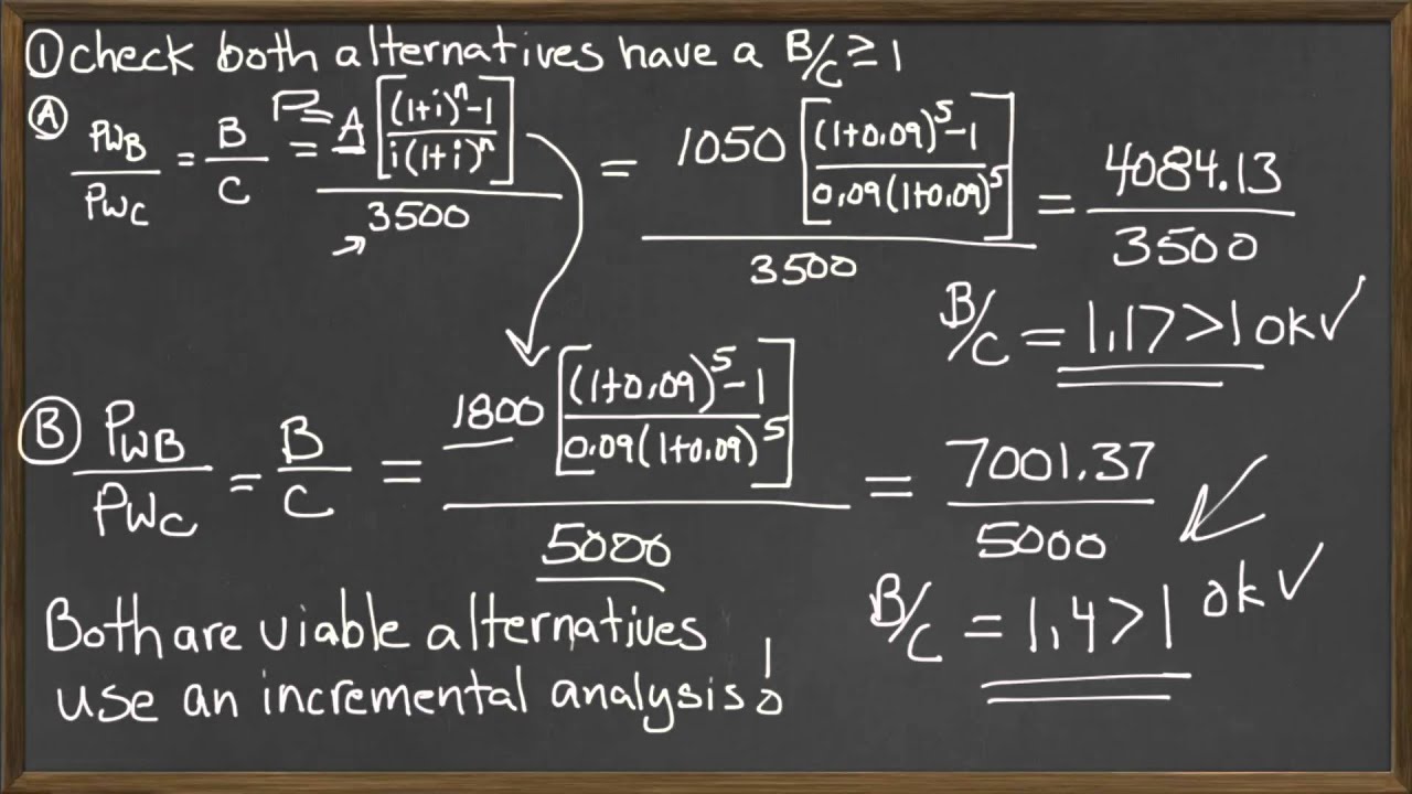 Benefit Cost Ratio comparison of two alterantives - Engineering Economics