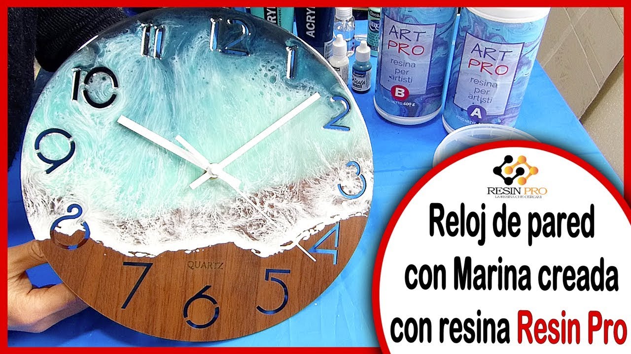 ⏱ RELOJ DE PARED con Marina 🌊creada con la resina Art Pro de Resin Pro