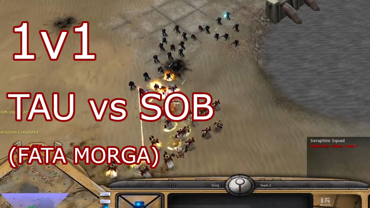 Tau (Dorg) vs SoB (frozen-brain), 1v1 on Fata Morga | Dawn of War: Soulstorm