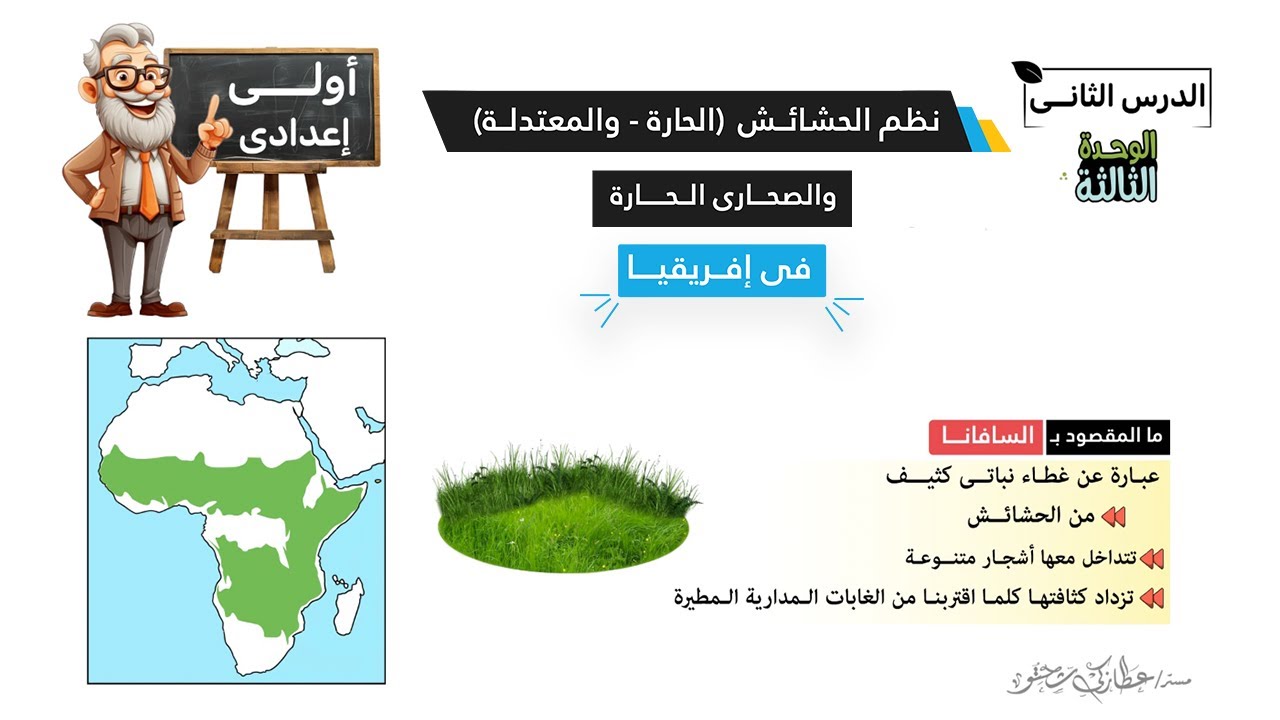 نظم الحشائش الحارة والمعتدلة والصحاري الحارة في افريقيا اولى اعدادى | الدرس الثانى | الوحدة الثالثة