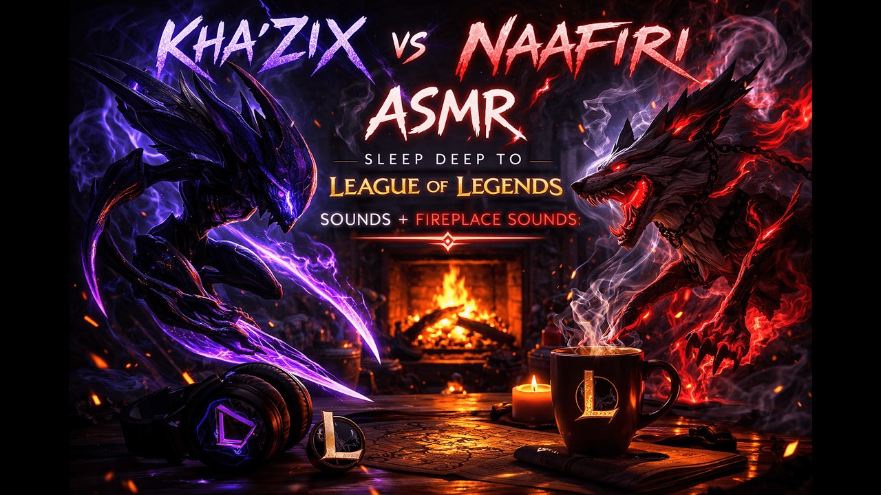 ~ KHA'ZIX vs NAAFIRI ASMR ~ SLEEP DEEP TO LEAGUE OF LEGENDS SOUNDS + FIREPLACE SOUNDS ~