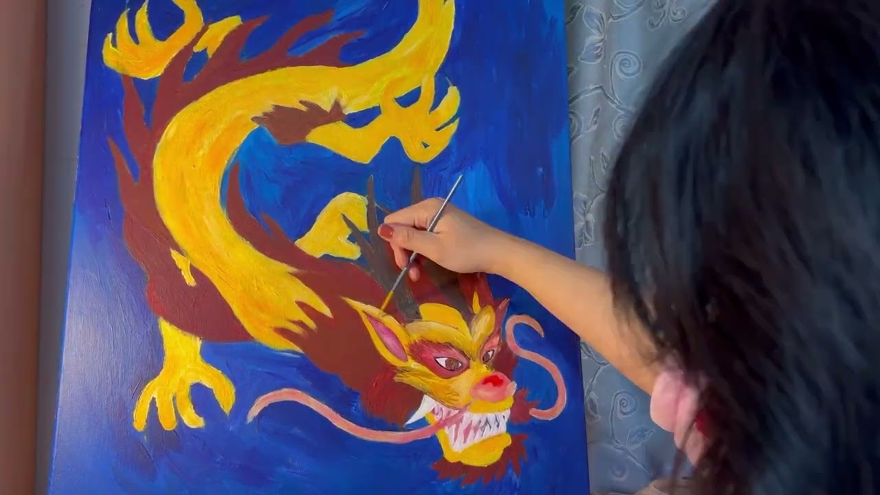 Golden Dragon 🐉Painting Timelapse 8hrs+ in 8mins