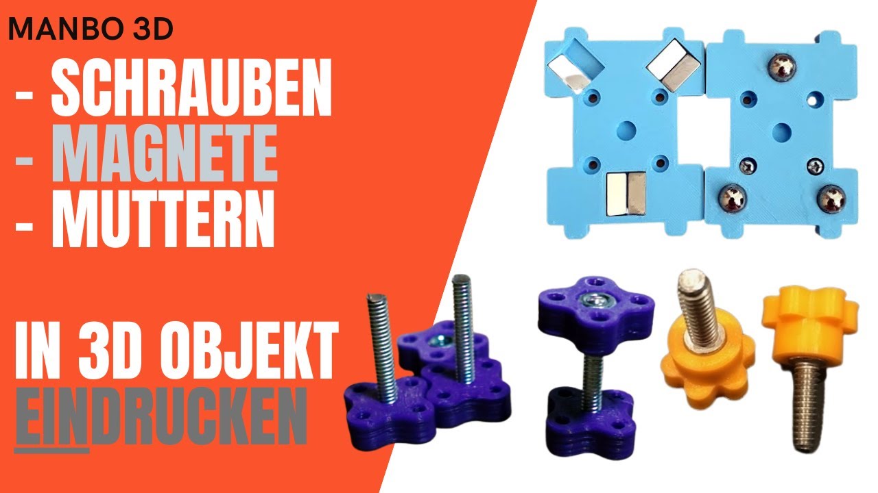 Schrauben, Muttern in 3D Drucke eindrucken mit dem PrusaSlicer