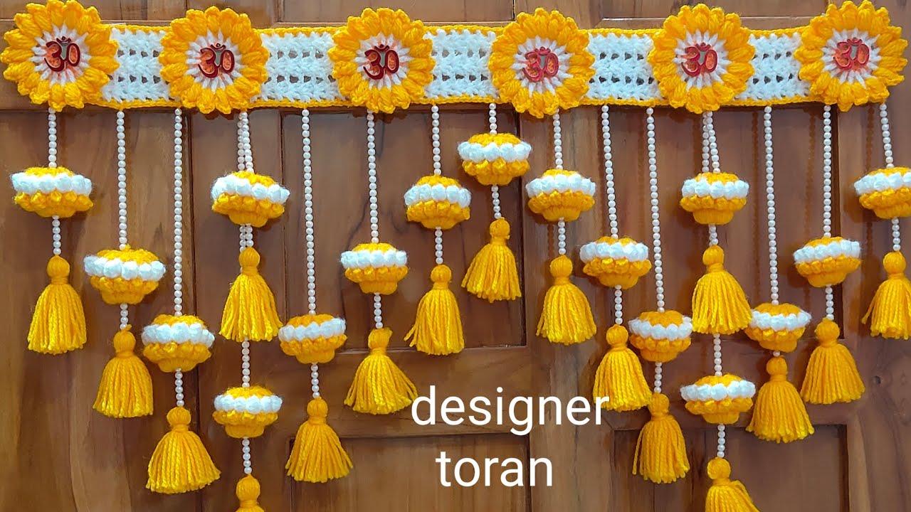 wow 💫 आसान तरीके से तोरण बनाना सीखें 💯 Gate parda🥰New design 🤩 How to crochet jhaler/ Bandhanwar