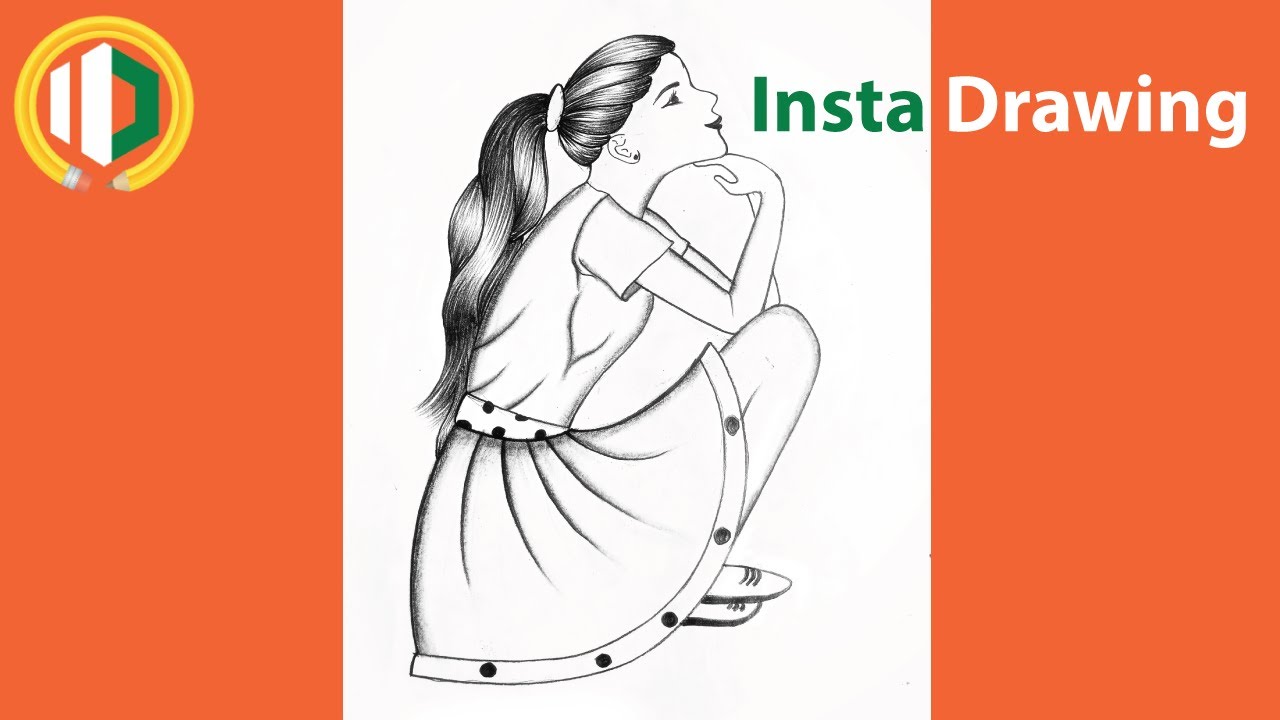 How to Draw a Girl beautiful hair Pencil Sketch drawing  How to draw a girl insta drawing