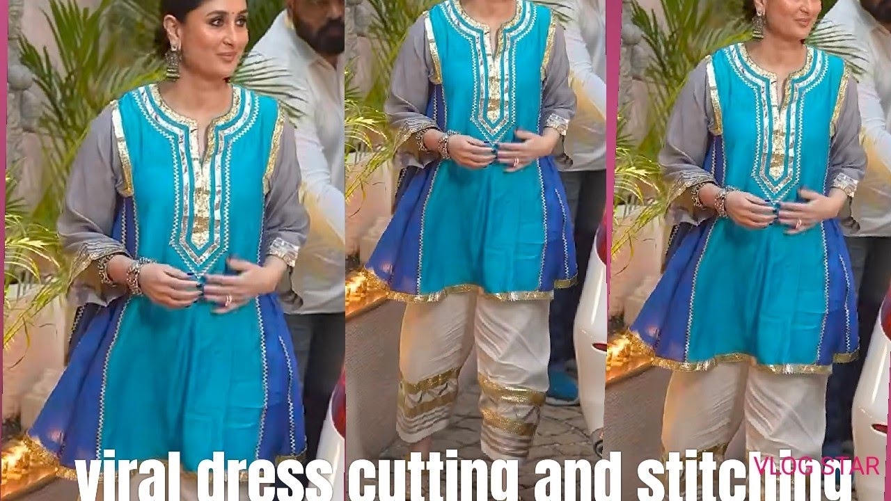 Kareena Kapoor inspired Anarkali designer dress cutting and stitching/instagram viral dress