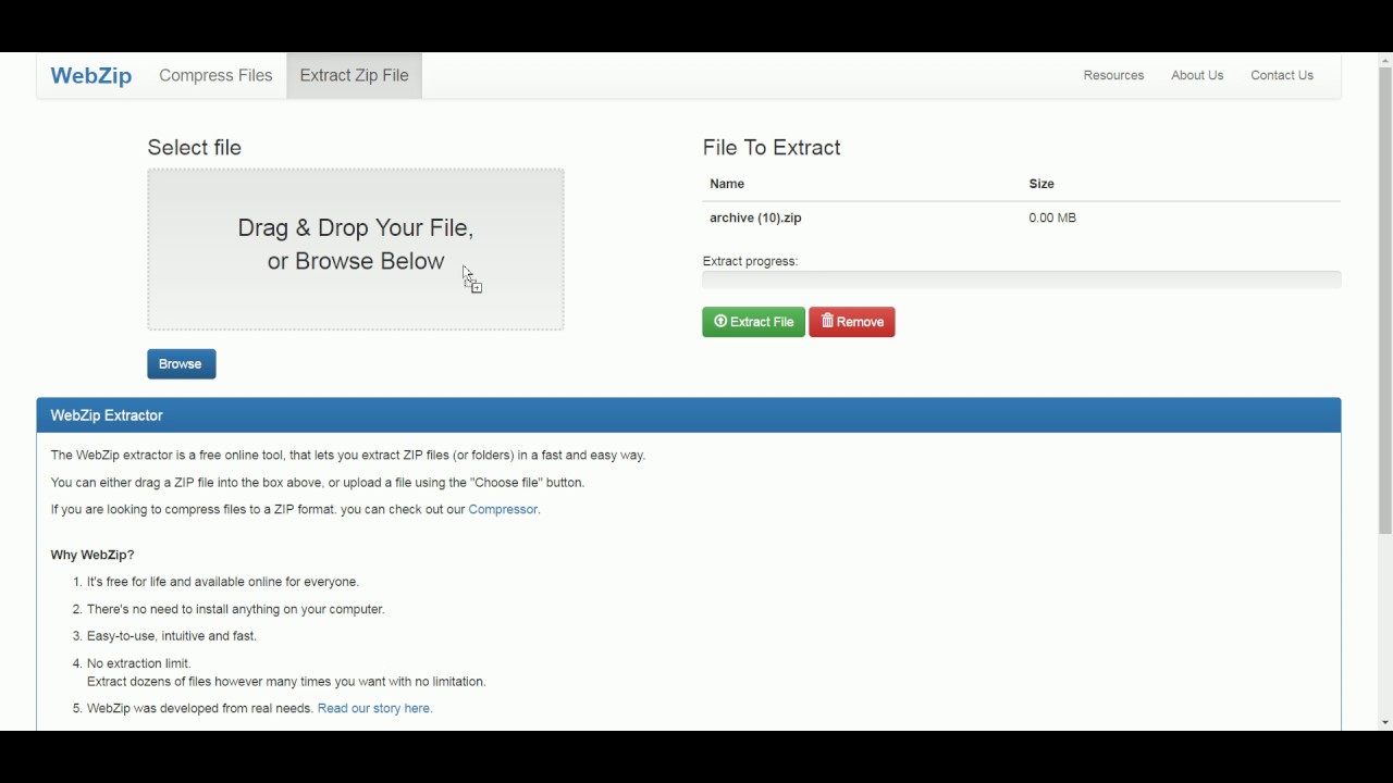 WebZip Extract / UnZip Tutorial