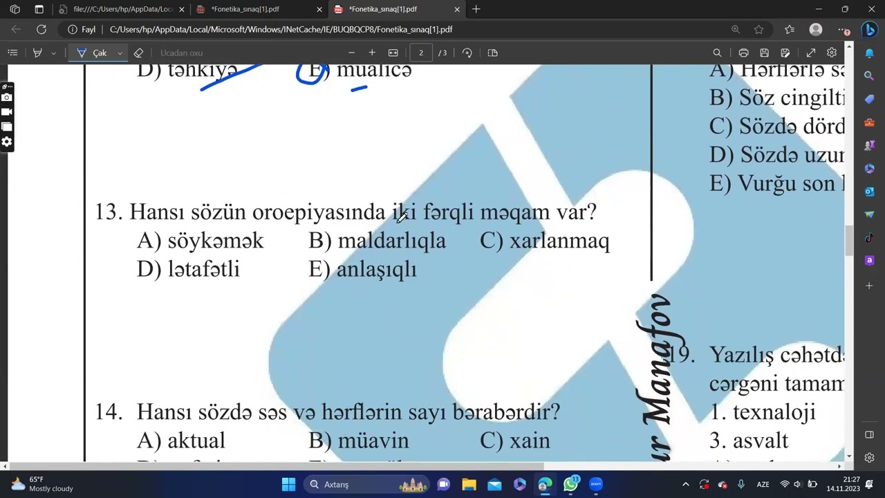 FONETİKA sınaq izahı güvəndən