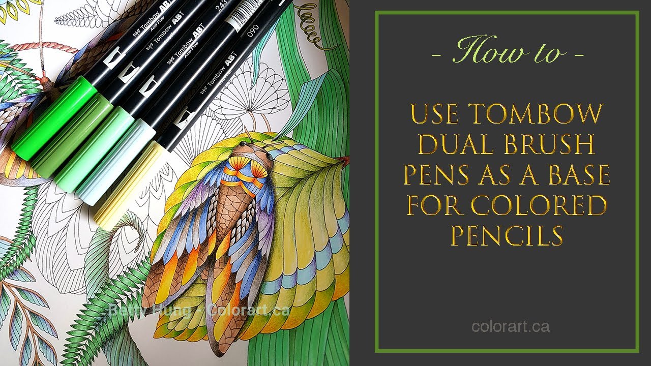 Color with Tombow Dual Brush pens and colored pencils together