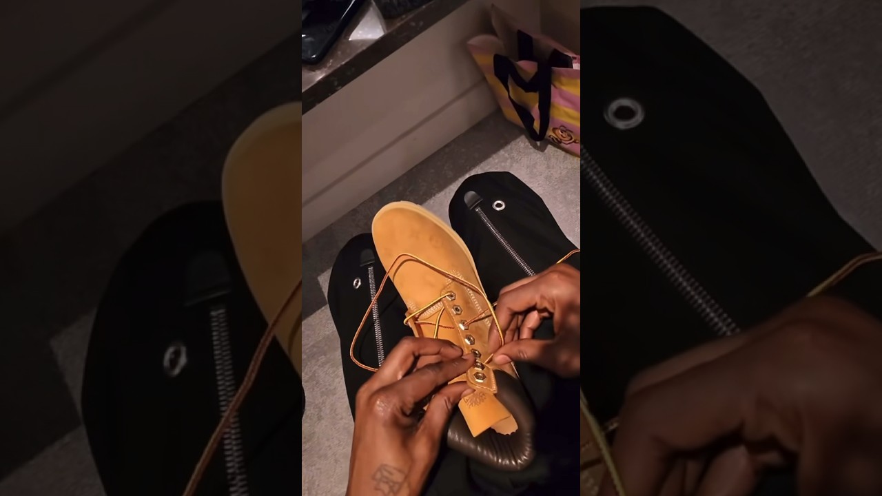 Jay Z teaches meek mill  how to tie his timberlands the right way #jayz #meekmill #timberlands #