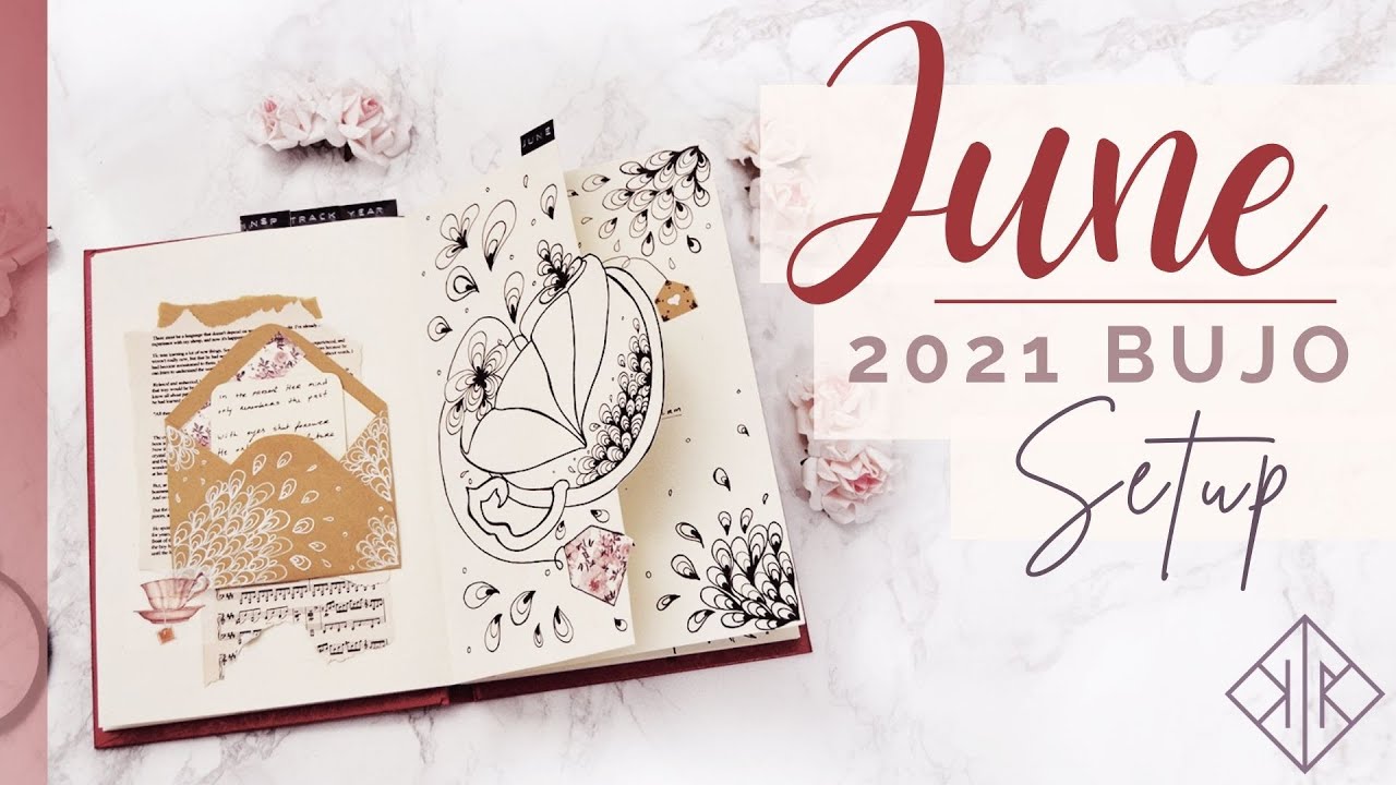 JUNE 2021 Bullet Journal Setup | Vintage Teacups & Petals | Studio Karah