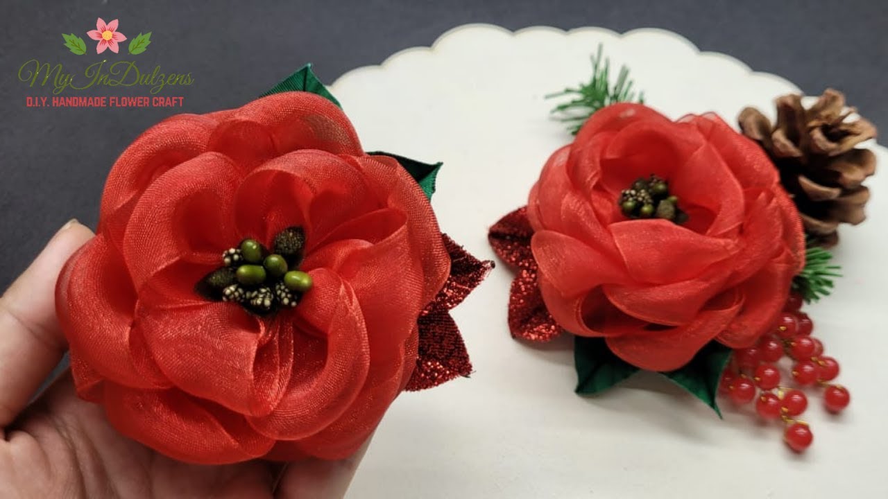 DIY - CHRISTMAS ORGANZA RIBBON FLOWER