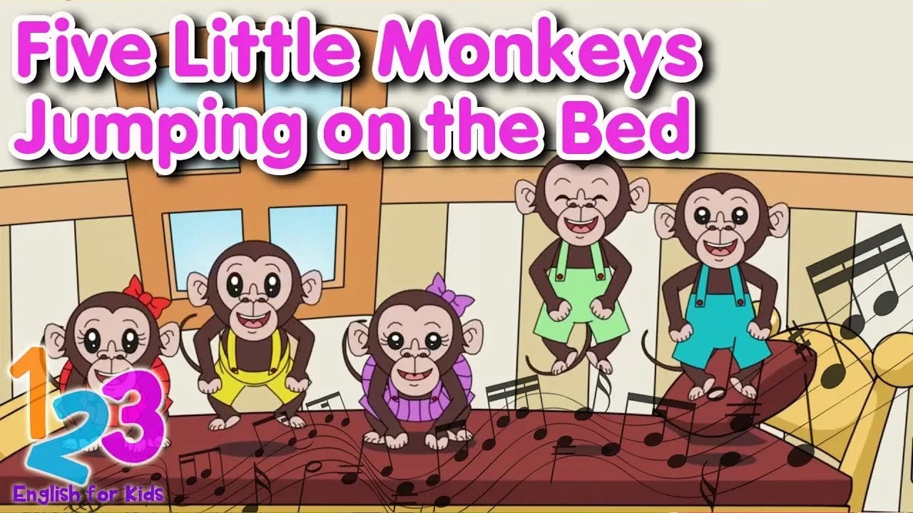 Bernyanyi Five Little Monkeys Jumping On The Bed 1 | 123 English For Kids | Kartun Anak Channel