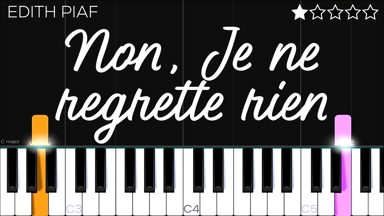Edith Piaf - Non, Je ne regrette rien | EASY Piano Tutorial