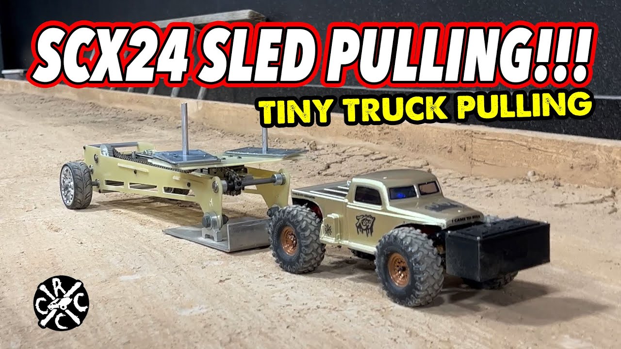 1/24 Scale RC Sled Pulling With An SCX24! Tiny Truck Pulling