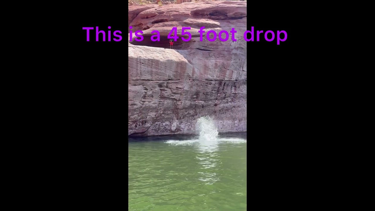 Jumping off of 45 foot drop at Lake Powell