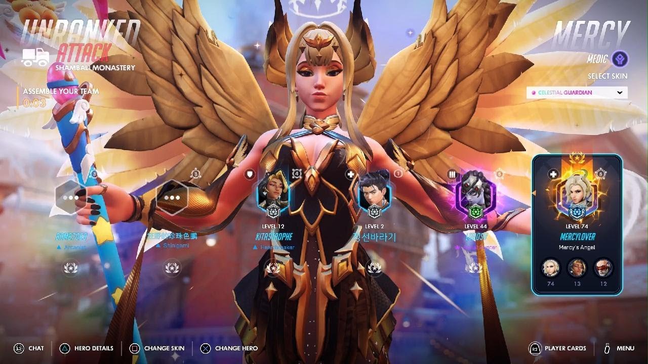 Геймплей за мифический скин &laquo;Небесный Страж Мерси&raquo; | Overwatch | PS5