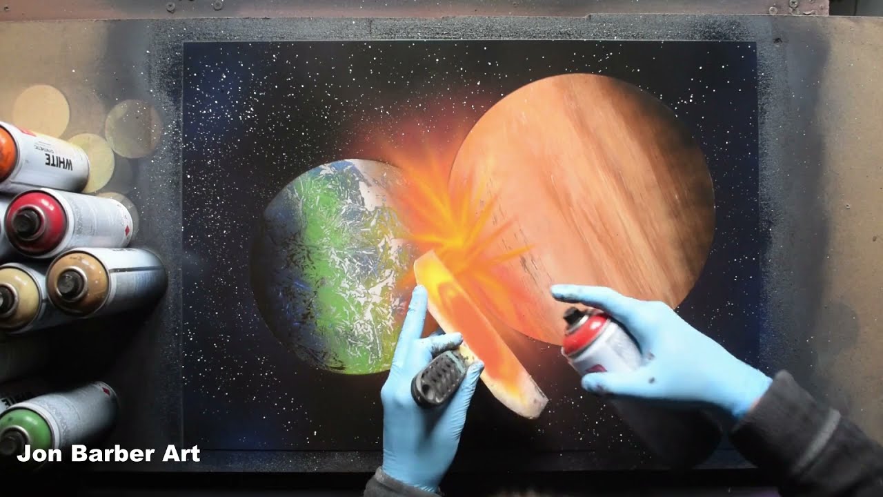 Planets Collide - Spray Paint Art
