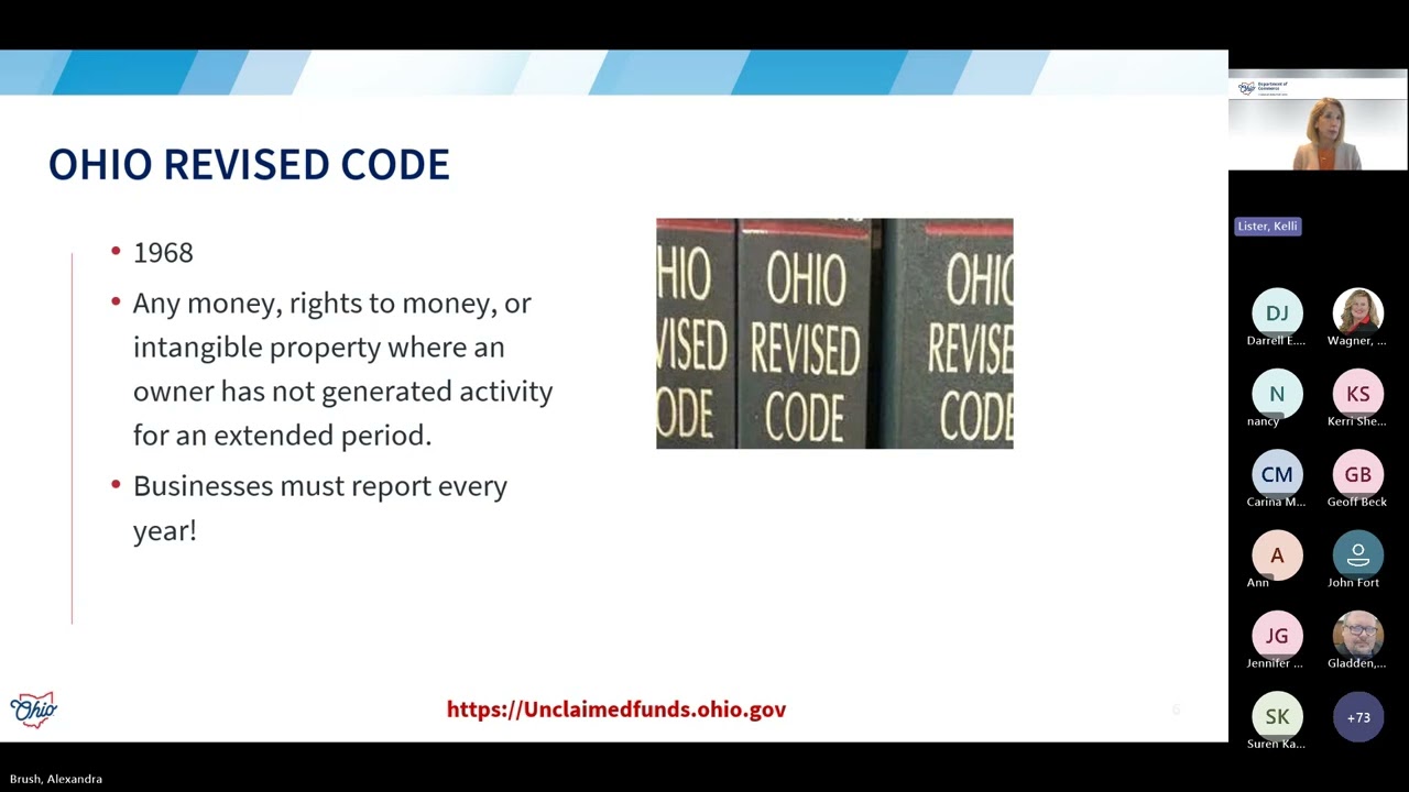 Reporting Ohio  Unclaimed Funds Webinar April 9, 2025