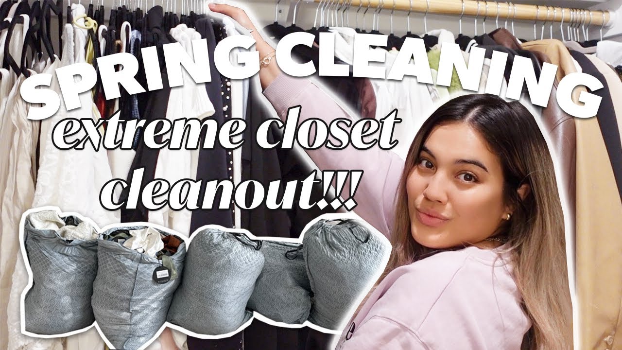 EXTREME CLOSET CLEANOUT 2022 | Decluttering & Organizing My Closet for Spring🌷