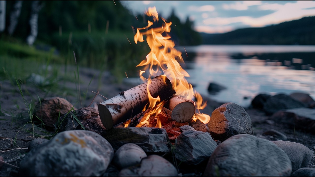 10 HOURS Peaceful Nordic Campfire by the Lake 🔥 Relaxing Fire Sounds for Sleep, Study & Deep Calm