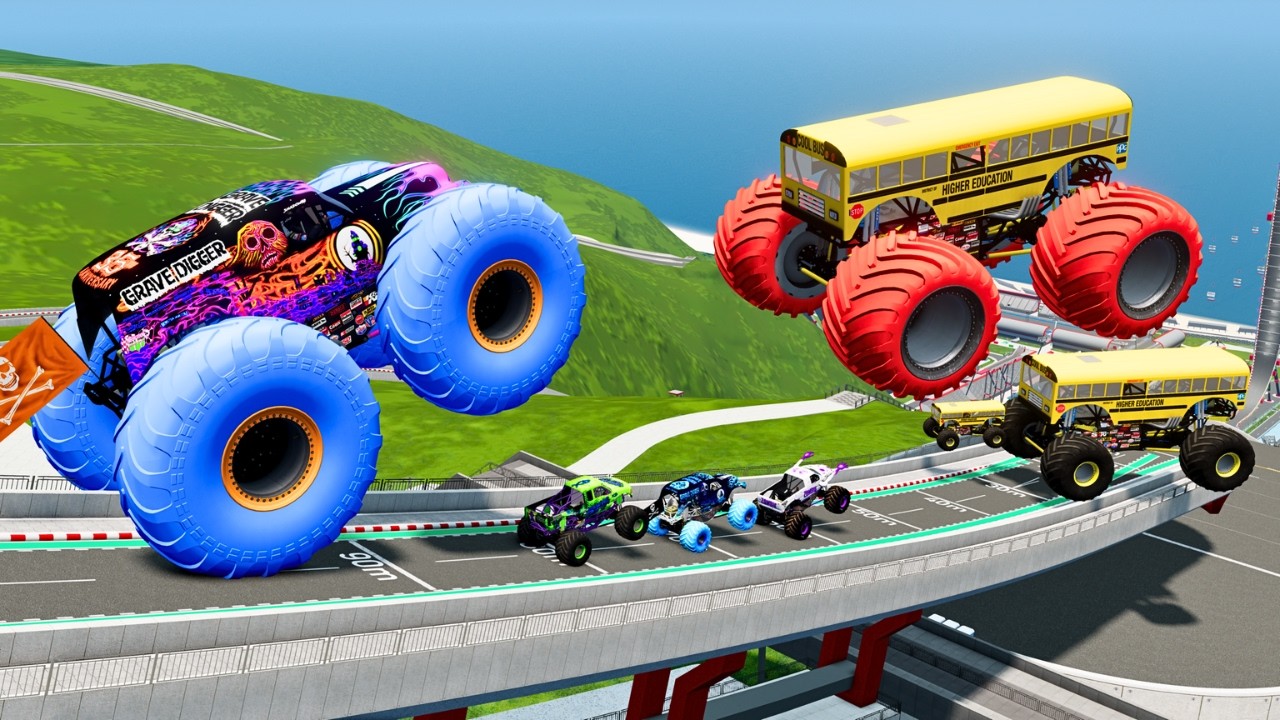 Epic High Speed Monster Truck and Car Jumps #74 &ndash; BeamNG Drive | BNG Astar