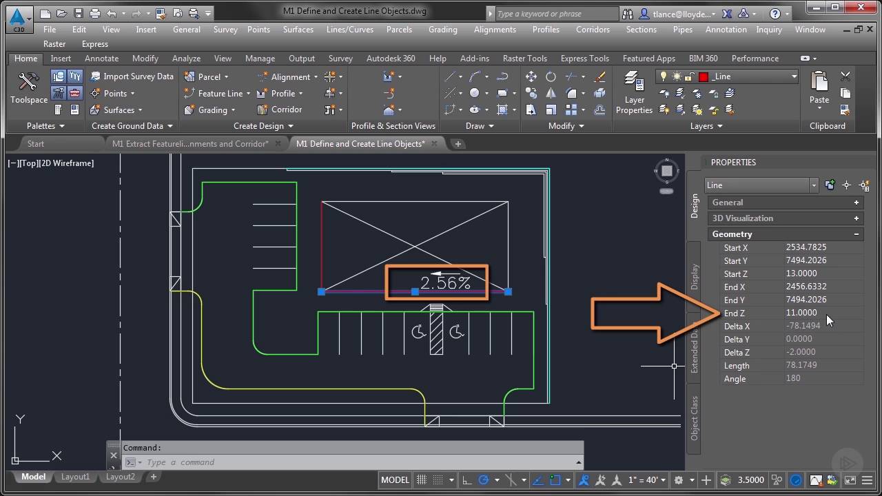Calculating Slopes and Elevations on the Fly in Civil 3D