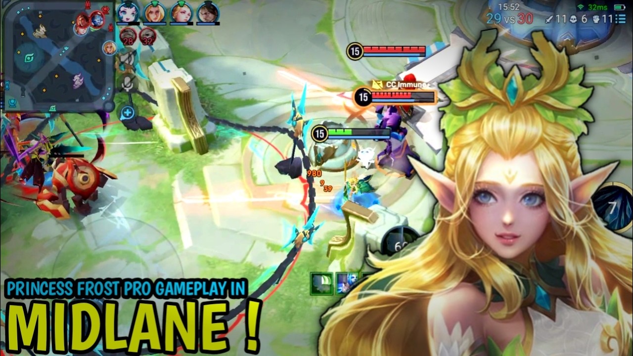 Honor Of Kings: Профессиональный геймплей за Принцессу Фрост | Лучшая сборка для средней линии - HOK