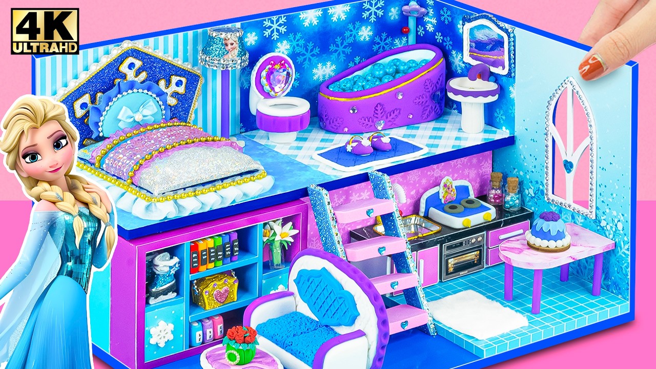 10+ DIY Miniature House ❄️ Build ULTIMATE Frozen Elsa House with Ice Bedroom & Kitchen use Cardboard