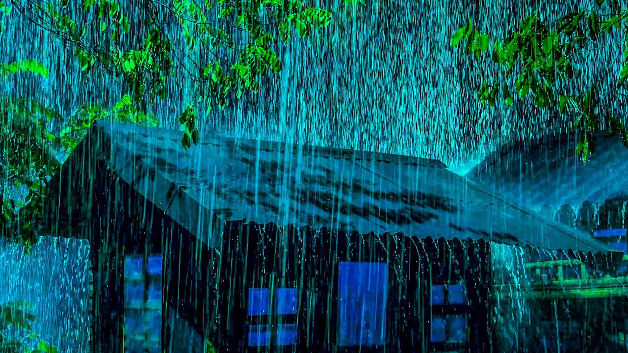 Night Rainstorm for Deep Relaxation & Fall Asleep Fast | Torrential Rain on Tin Roof & Heavy Thunder