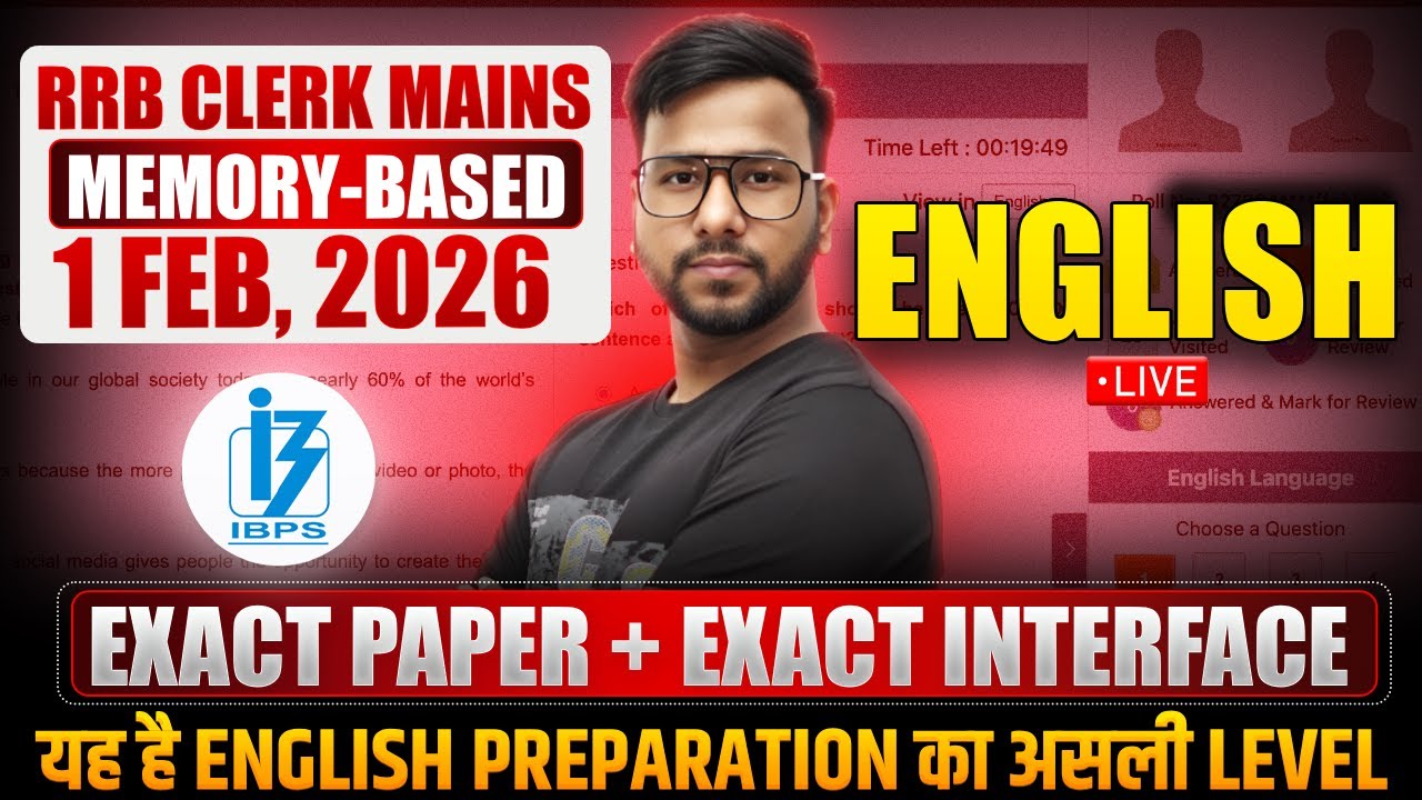 RRB Clerk Mains 2025 English Memory-Based Paper | Exact Exam Questions with Exact Interface | Varun