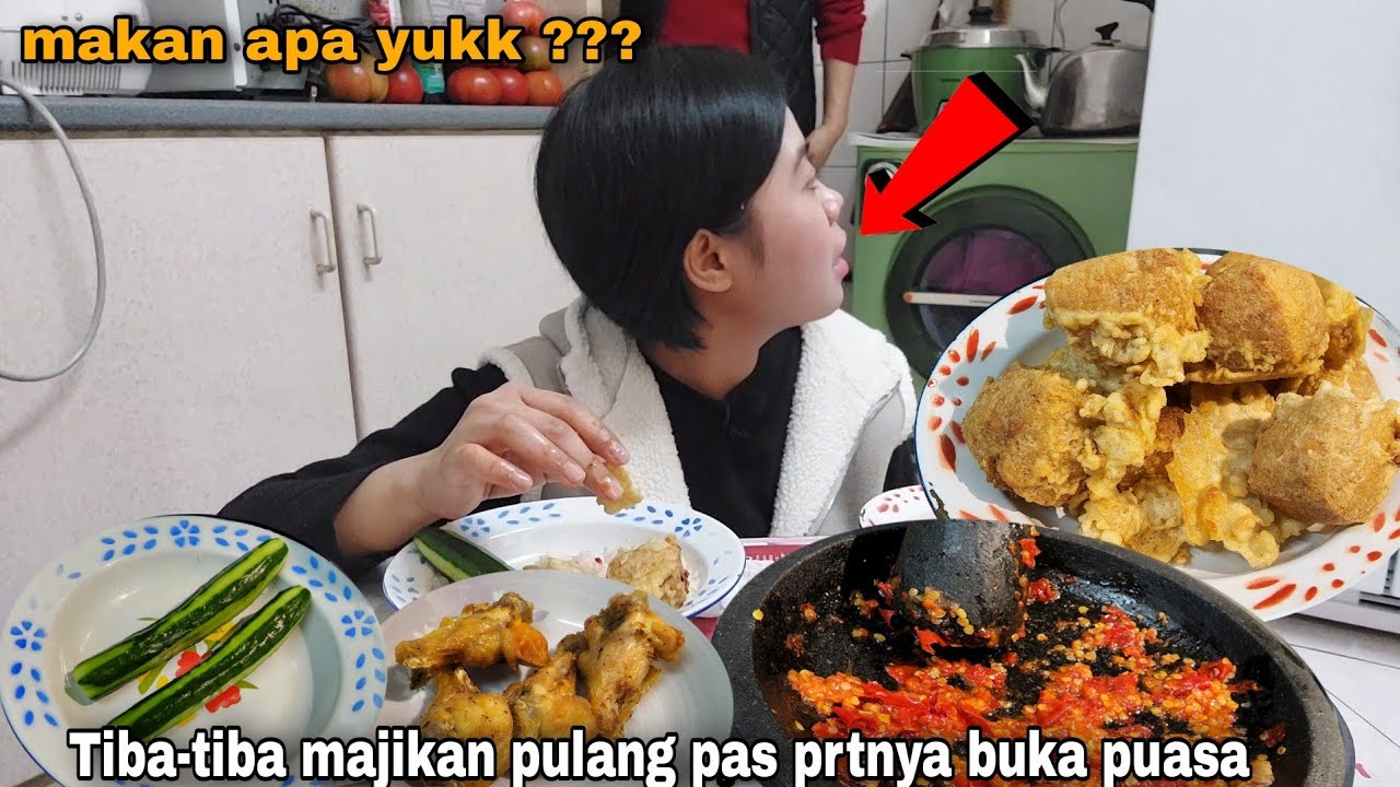 Tiba-tiba majikan pulang pas prtnya buka puasa !!  ngoreng tahu isi lagii + nyambel bawang +++