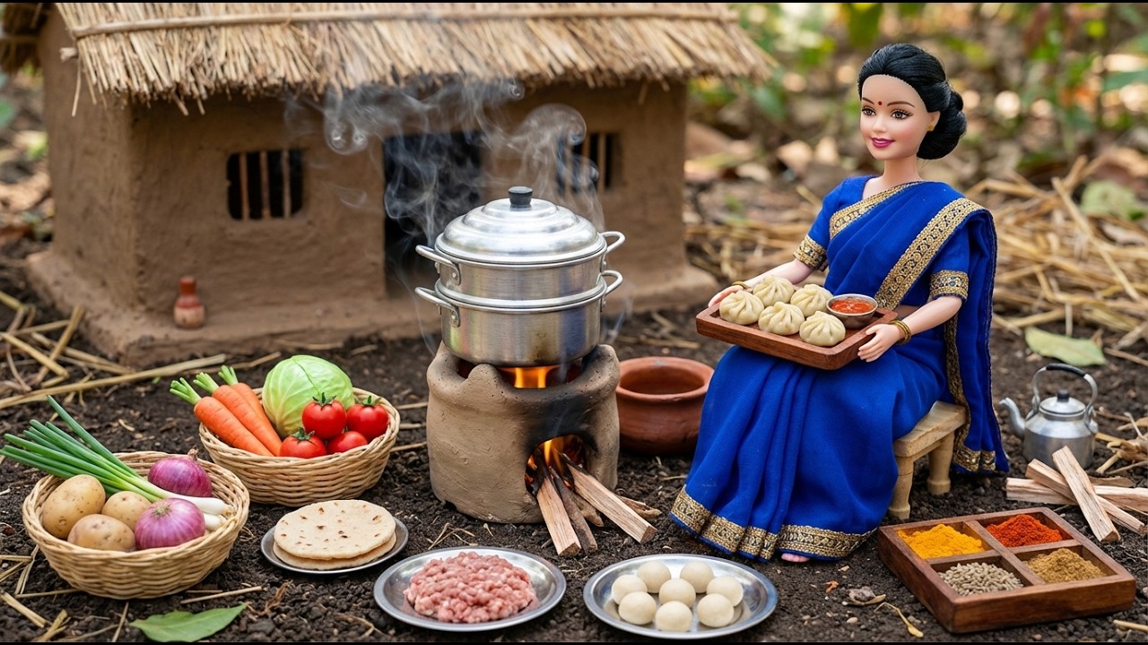 Miniature Village Cooking ASMR ! Steaming Dumplings in a Tiny Clay Kitchen | Relaxing Handmade Food