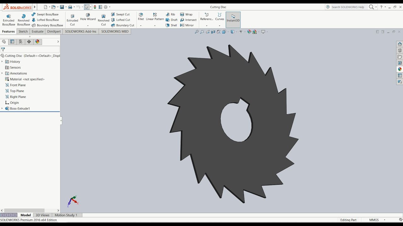 SolidWorks Tutorial - How to Make Cutting Disc